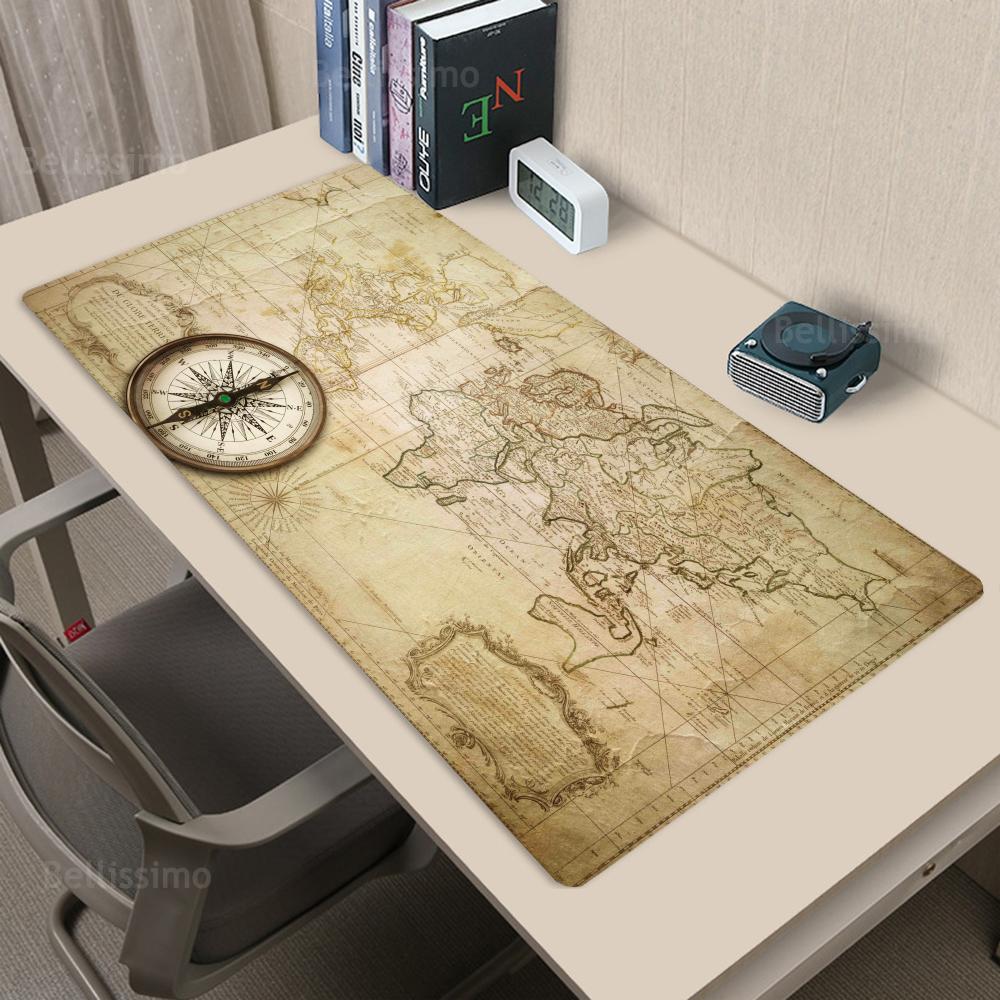Desk Setup Laptop And Pc - Old Map Office Supplies Rubber Mouse