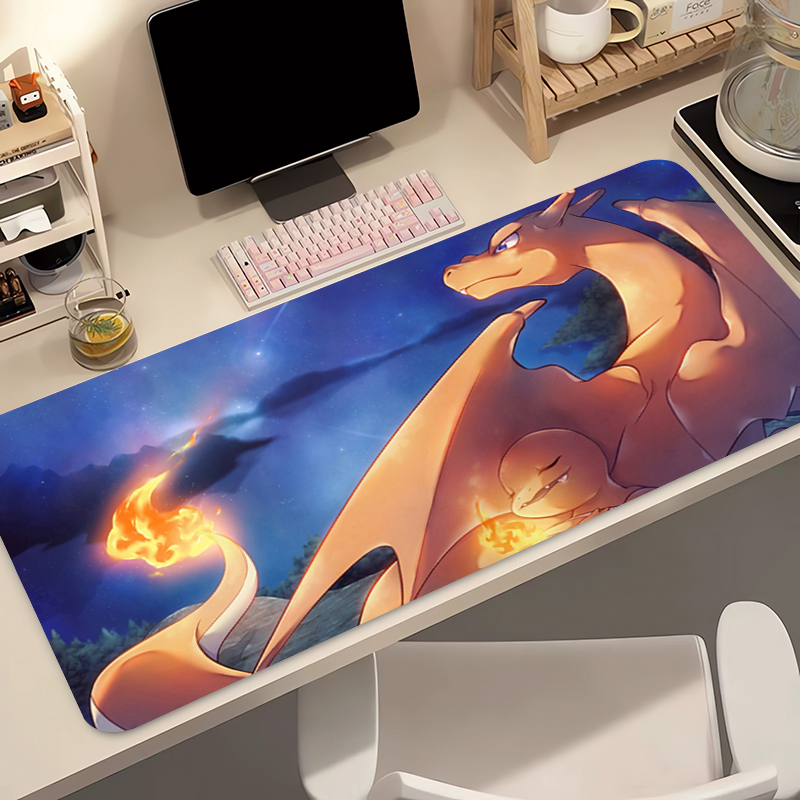 Desk Setup Accessories - Anime Mouse Pad Pokemon Charizard Kawaii