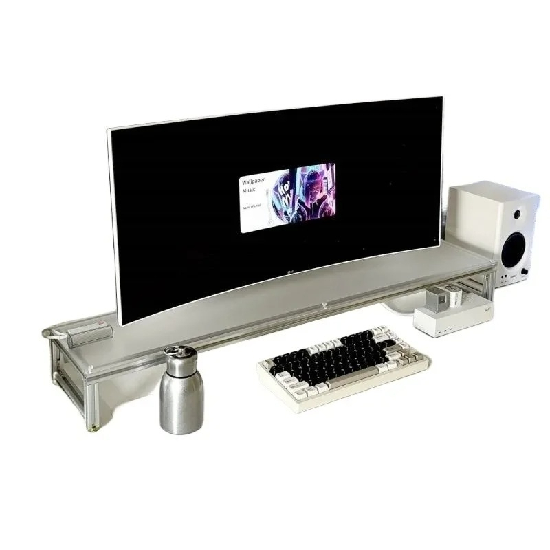 Desk Setup Monitor And Laptop - Aluminum Monitor Stand Acrylic Desktop Riser