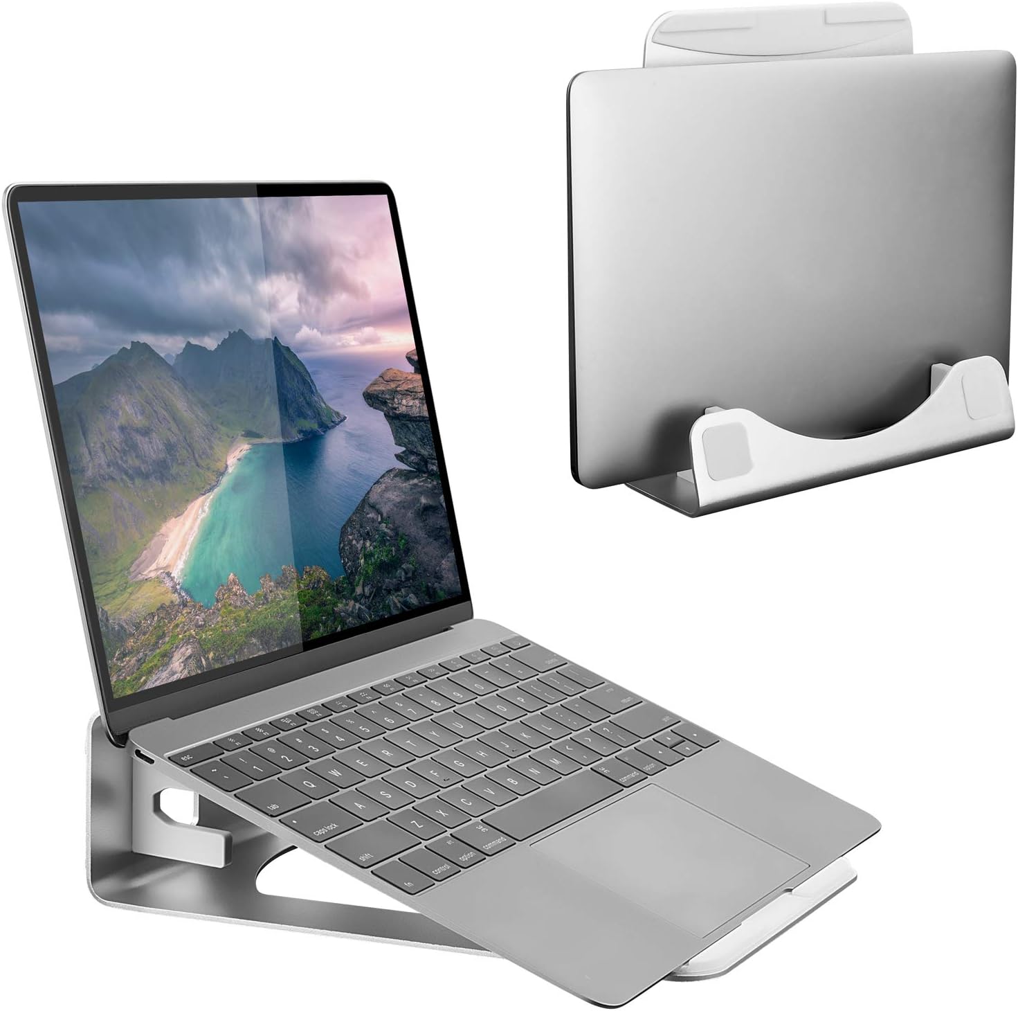 Desk Setup Monitor And Laptop - Vertical Laptop Stand for Desk, 2-in-1