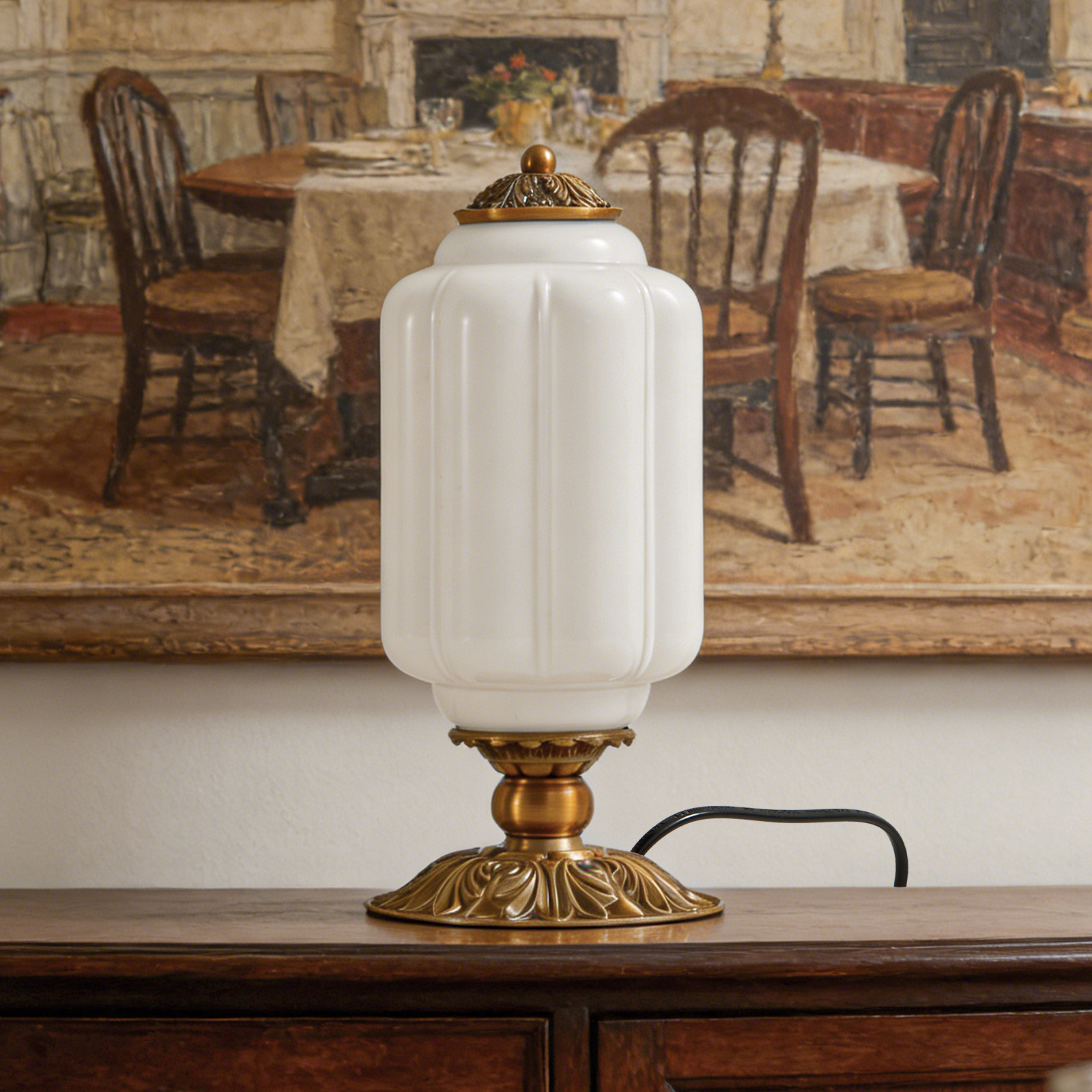 Desk Setup Light - Nordic Vintage Milk Glass Table Lamp