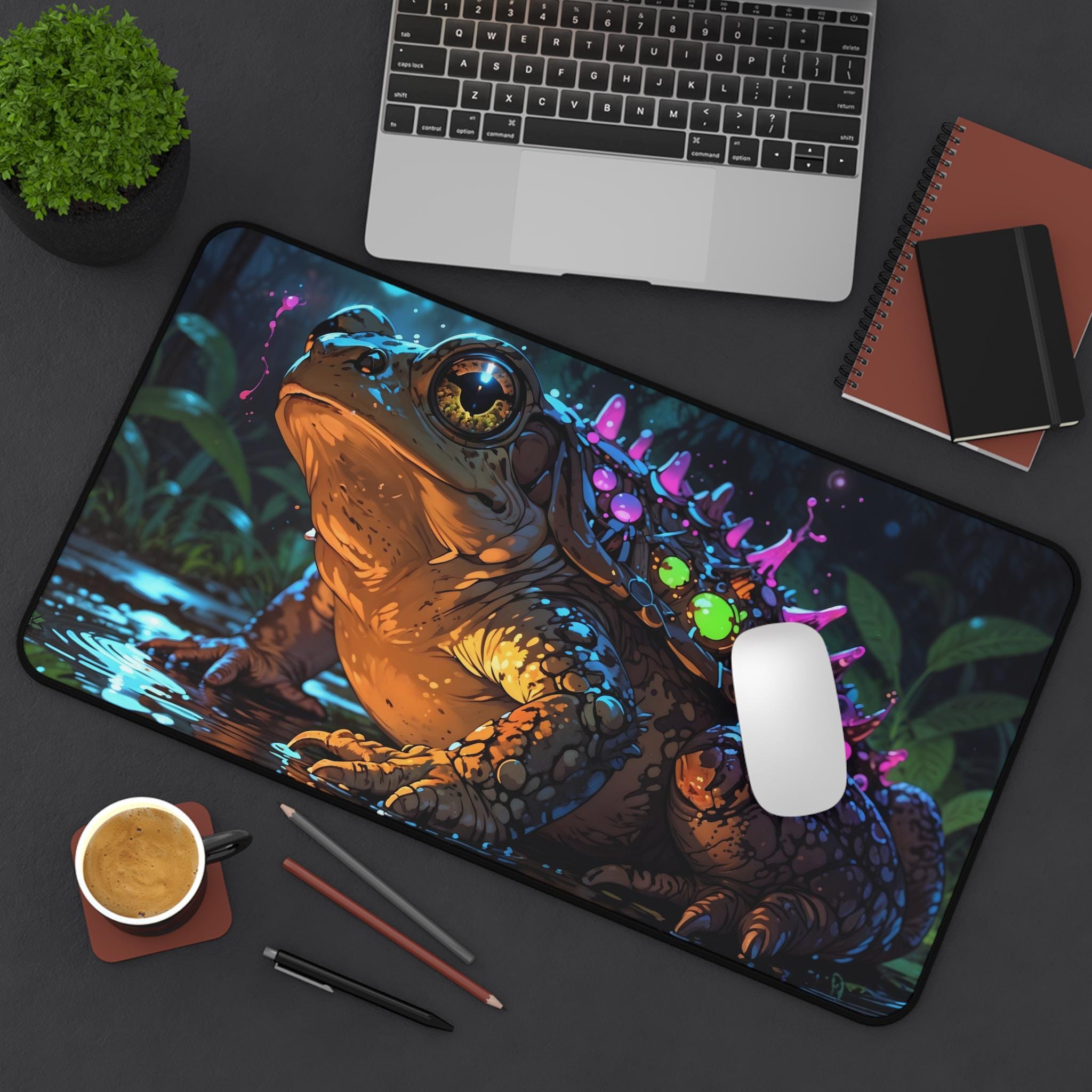 Cute Celestial Frog Desk Mat - - Desk Setup Workspace 评论和价格