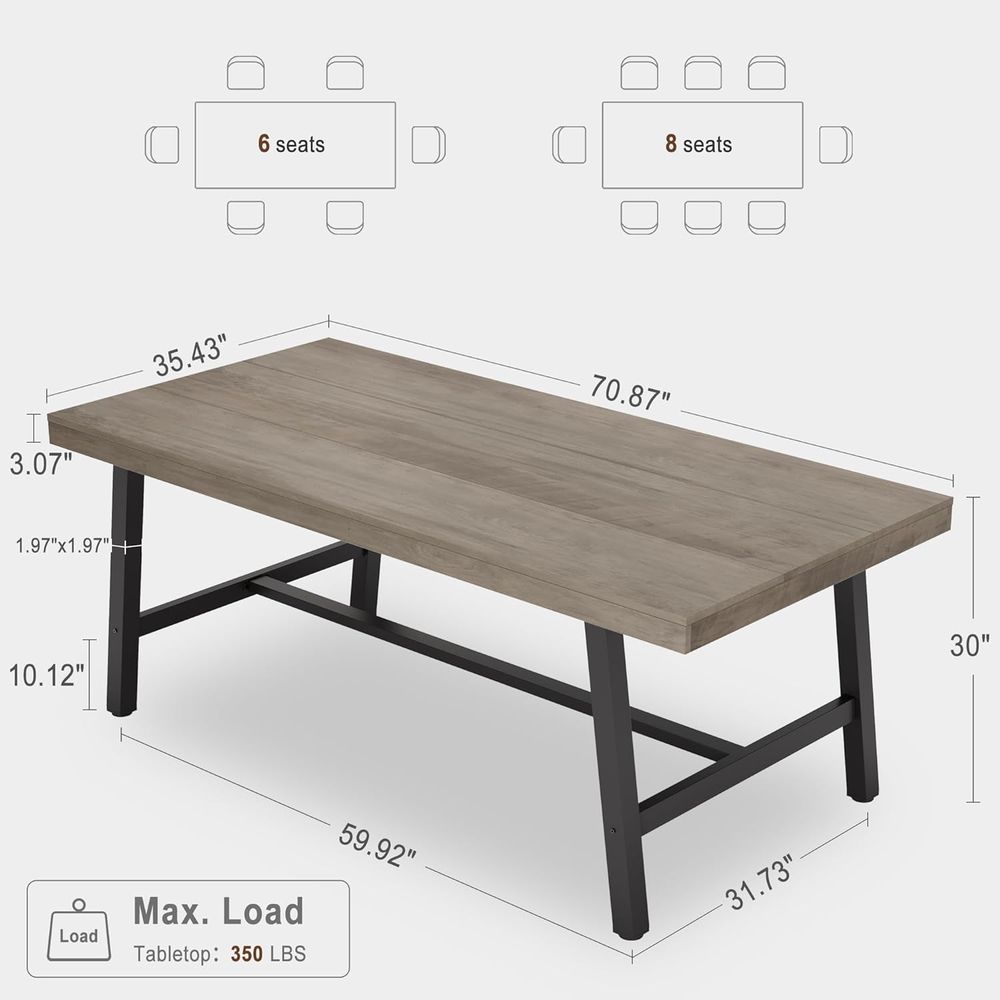 Extra Long Rustic Wooden Metal - Desk Setup Grey 评论和价格