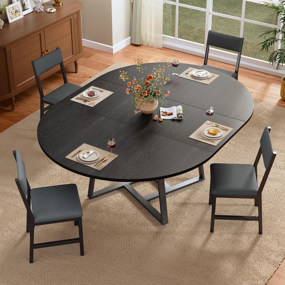 60 Round to Oval Expandable Di - Desk Setup Black 评论和价格