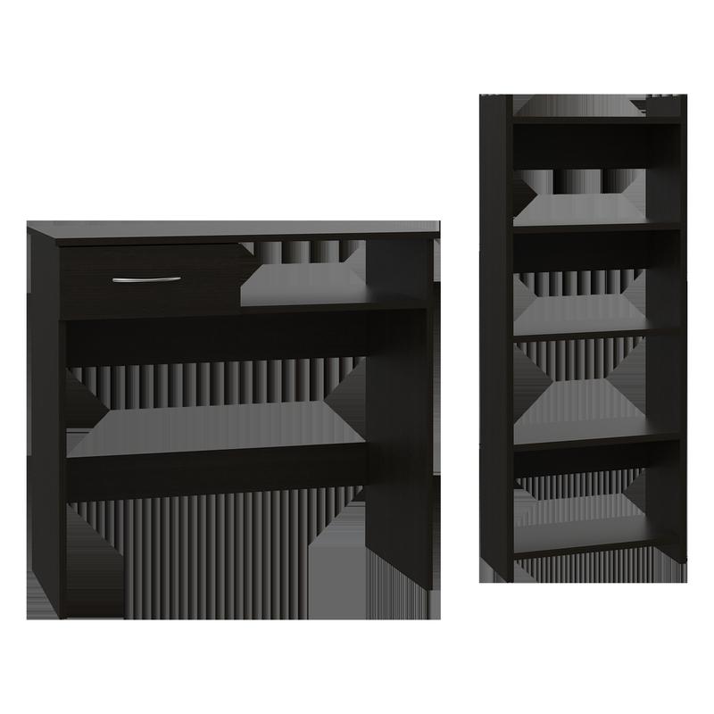 Black Home Office Set, 2-Piece - Desk Setup Workspace 评论和价格