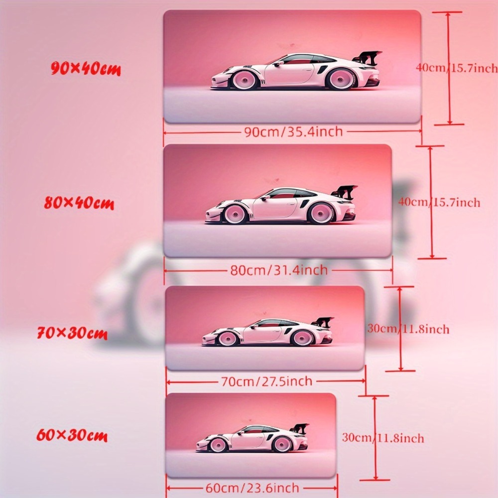 Pink Sports Car Illustration X - Desk Setup Workspace 评论和价格