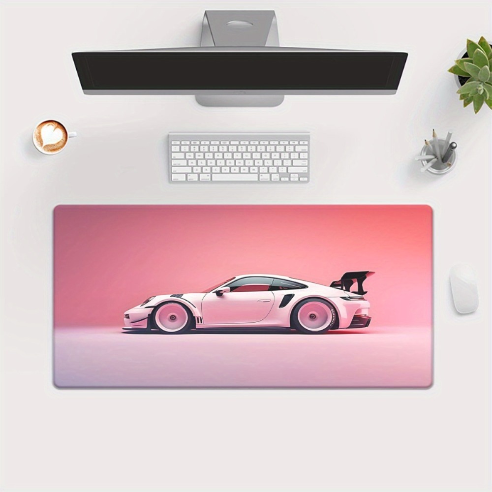 Pink Sports Car Illustration X - Desk Setup Workspace 评论和价格