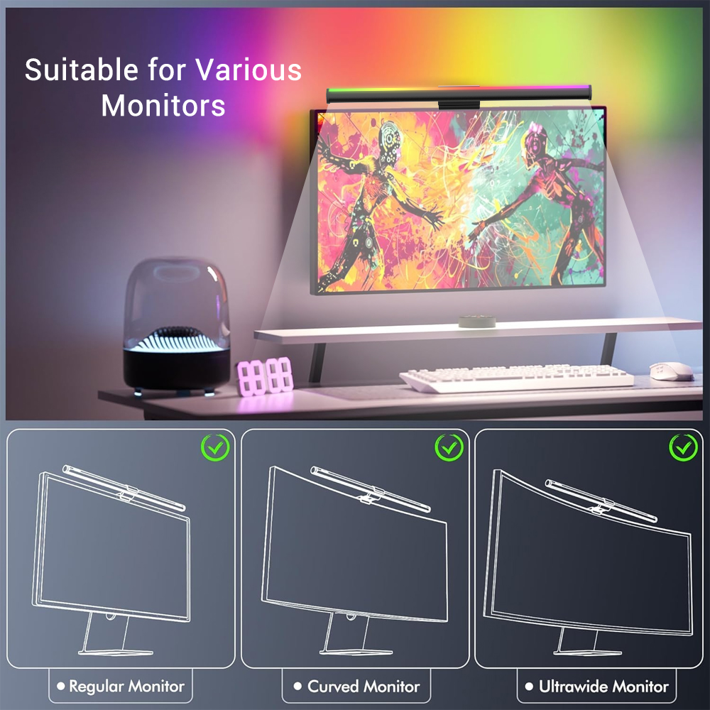 Screen Hanging Lamp Monitor Li - Desk Setup Black 评论和价格
