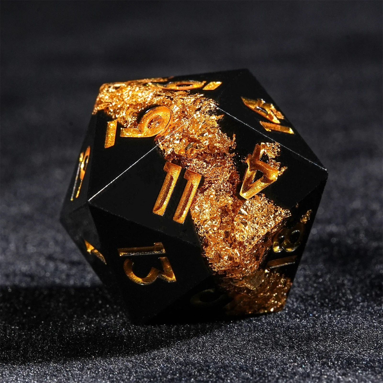 7pcs DND Dice Resin Black Gold - Desk Setup Black 评论和价格