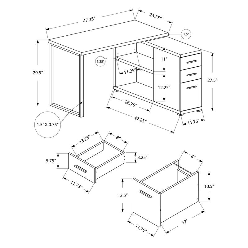 L-Shaped Computer Desk for Hom - Desk Setup Grey 评论和价格