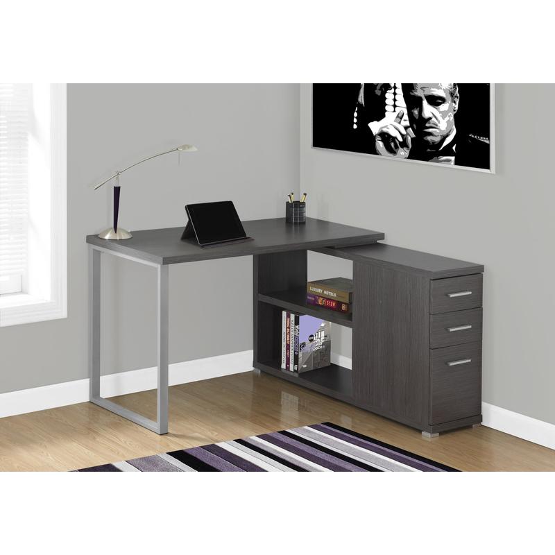 L-Shaped Computer Desk for Hom - Desk Setup Grey 评论和价格