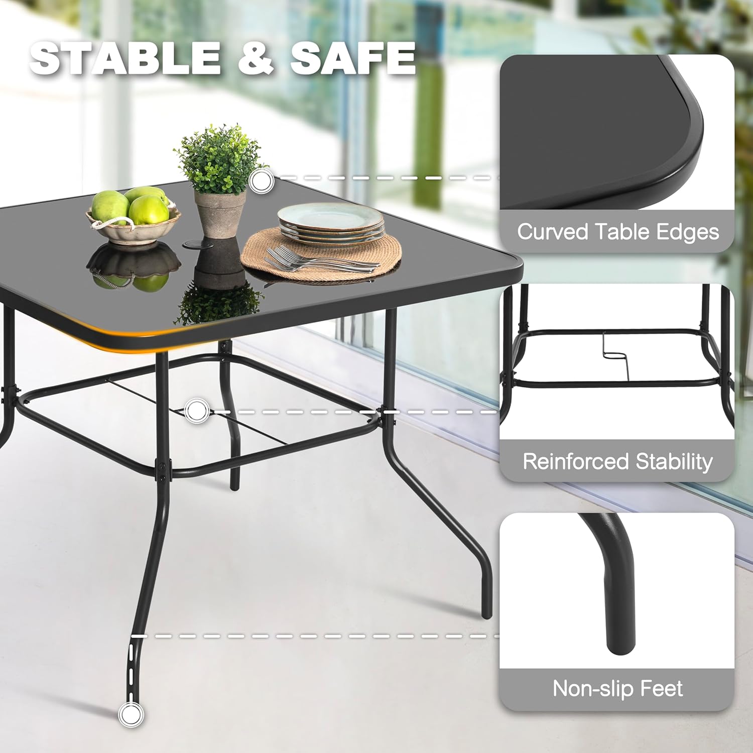 5 Piece Metal Patio Dining Set - Desk Setup Black 评论和价格