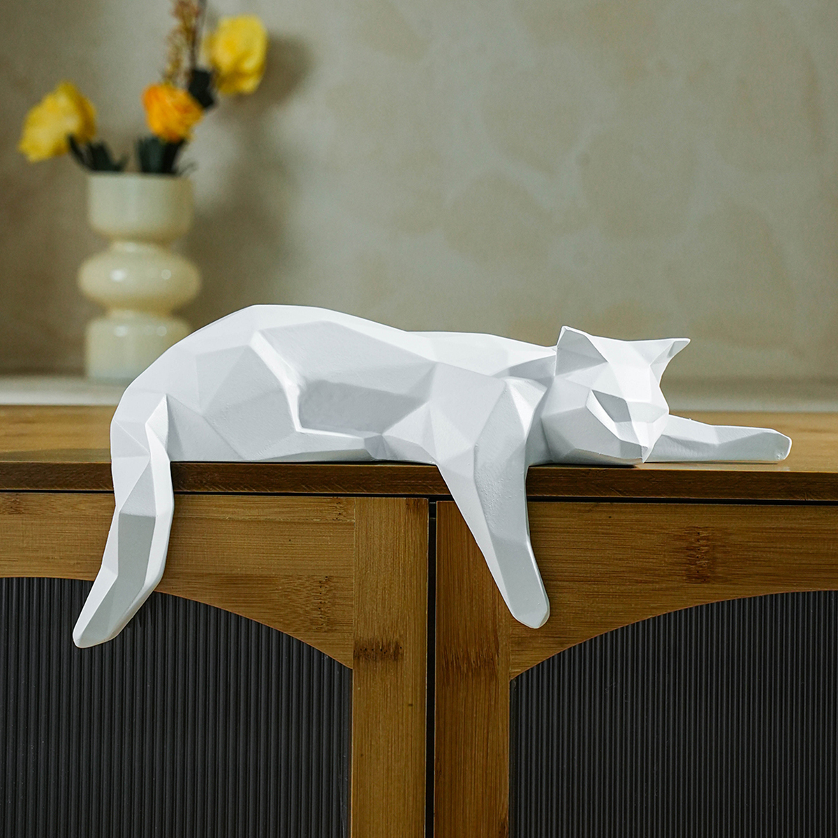 White Black Cat Statue - Geome - Desk Setup Black 评论和价格