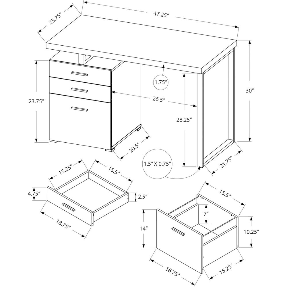 Contemporary 48 Metal & Lamina - Desk Setup Grey 评论和价格
