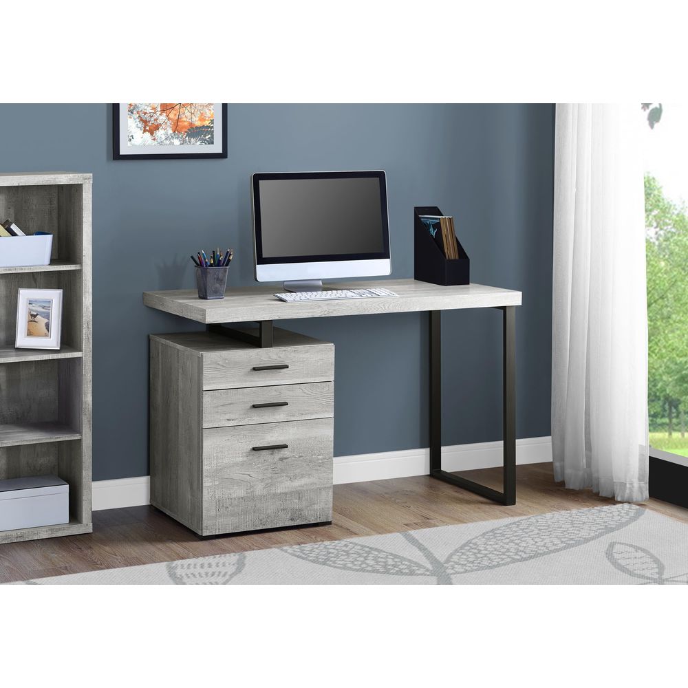 Computer Desk with File Cabine - Desk Setup Grey 评论和价格