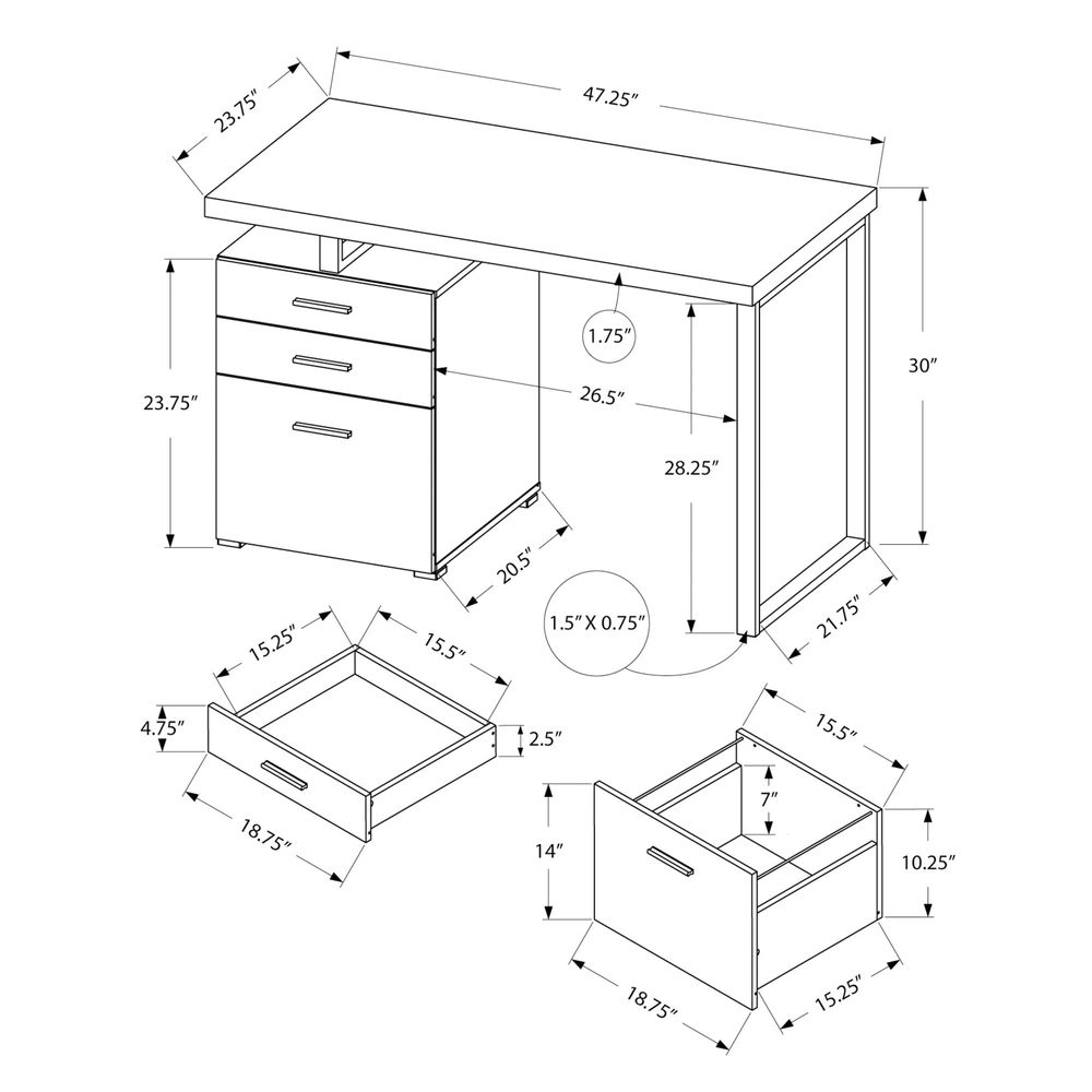 Computer Desk with File Cabine - Desk Setup Grey 评论和价格
