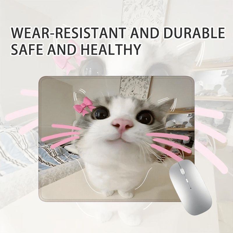Cute Grey Cat with Pink Bow Mo - Desk Setup Grey 评论和价格