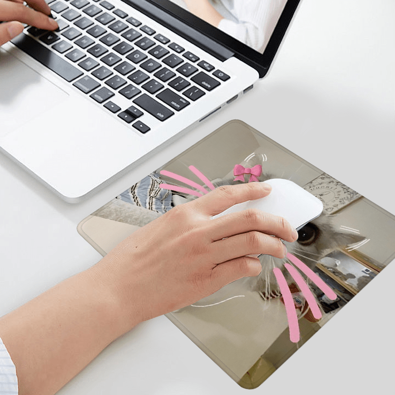 Cute Grey Cat with Pink Bow Mo - Desk Setup Grey 评论和价格