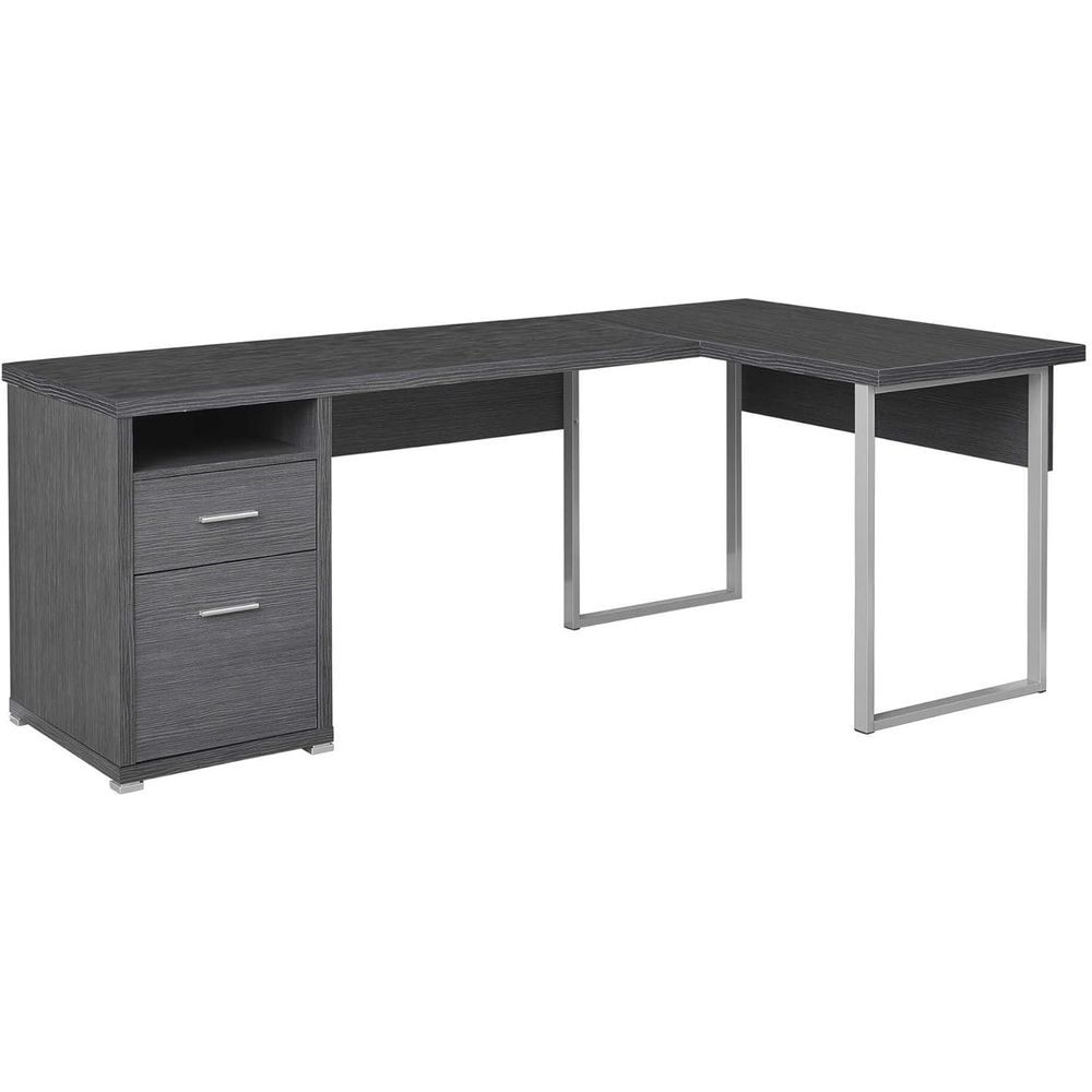 80 L-Shaped Home Office Desk w - Desk Setup Grey 评论和价格