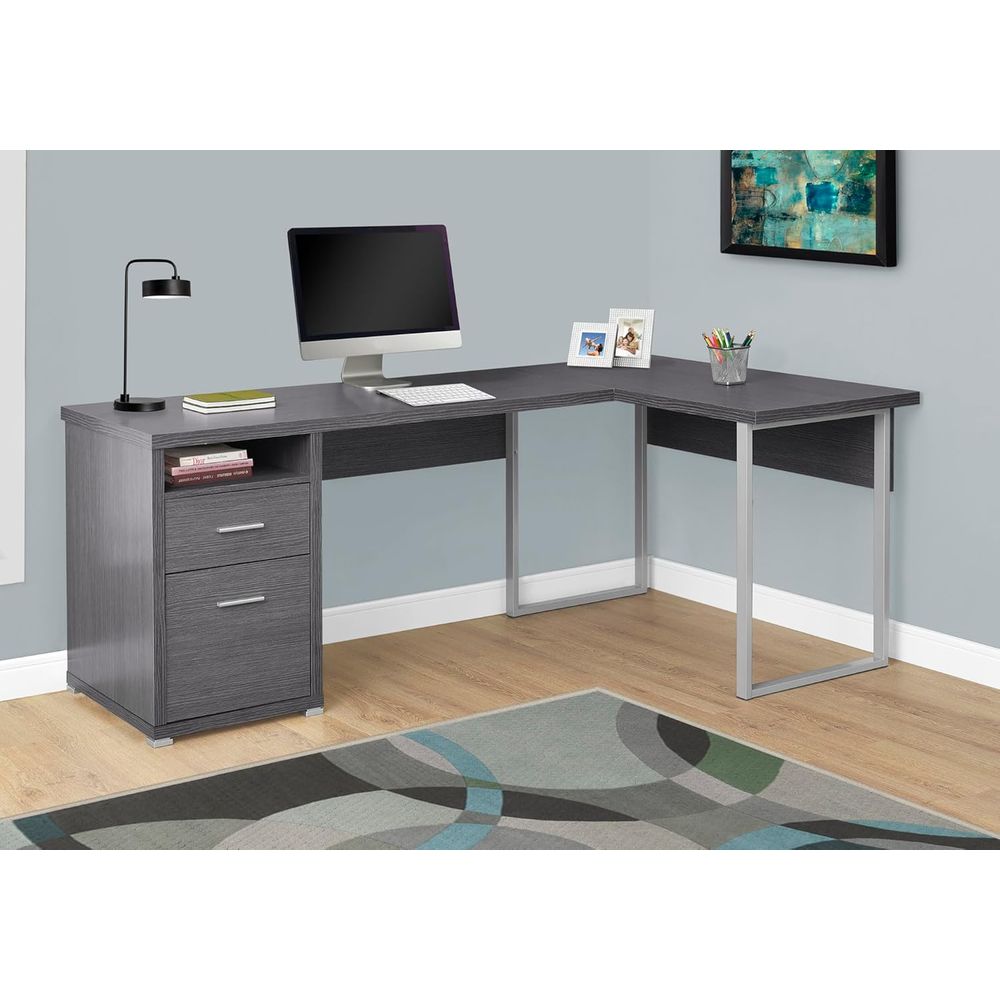 80 L-Shaped Home Office Desk w - Desk Setup Grey 评论和价格