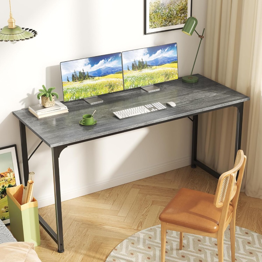 55 Inch Computer Desk for Home - Desk Setup Grey 评论和价格