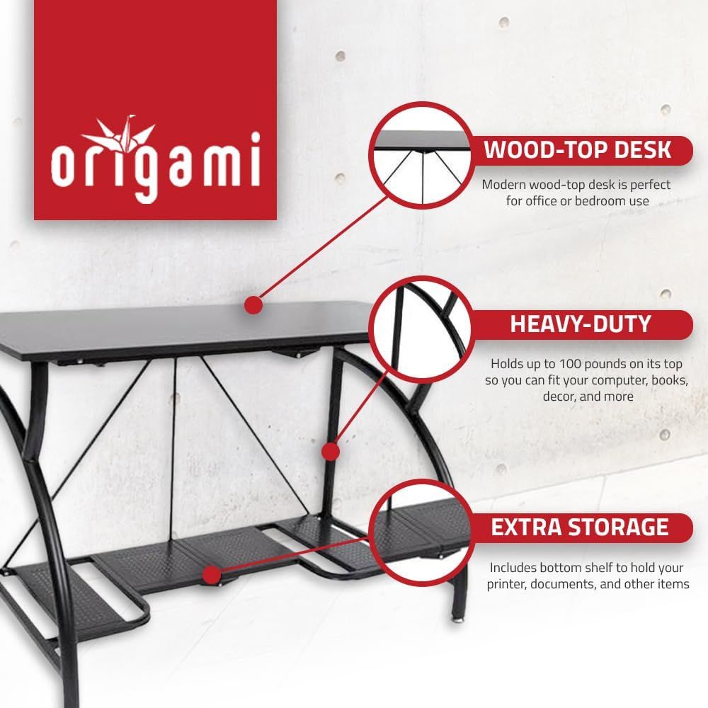 Space-Saving Folding Desk for  - Desk Setup Monitor And Laptop 评论和价格