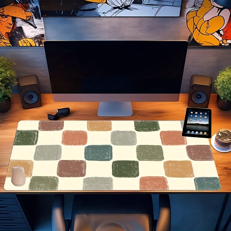 Vibrant Checkered Pattern Desk - Desk Setup Workspace 评论和价格