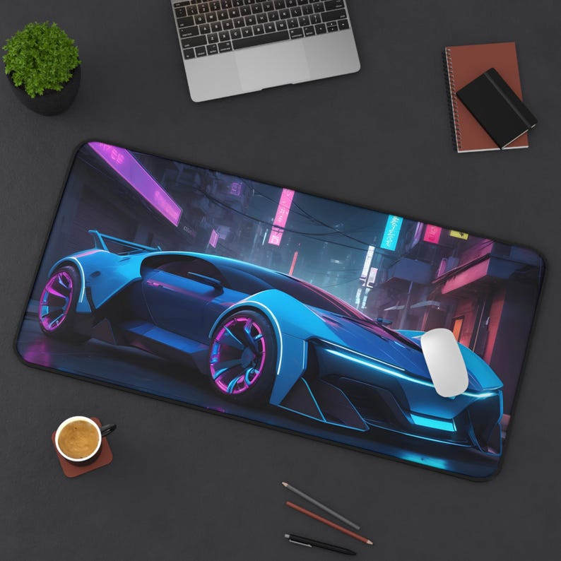 XXL Cool Car Mouse Pad - Neon  - Desk View Setup 评论和价格