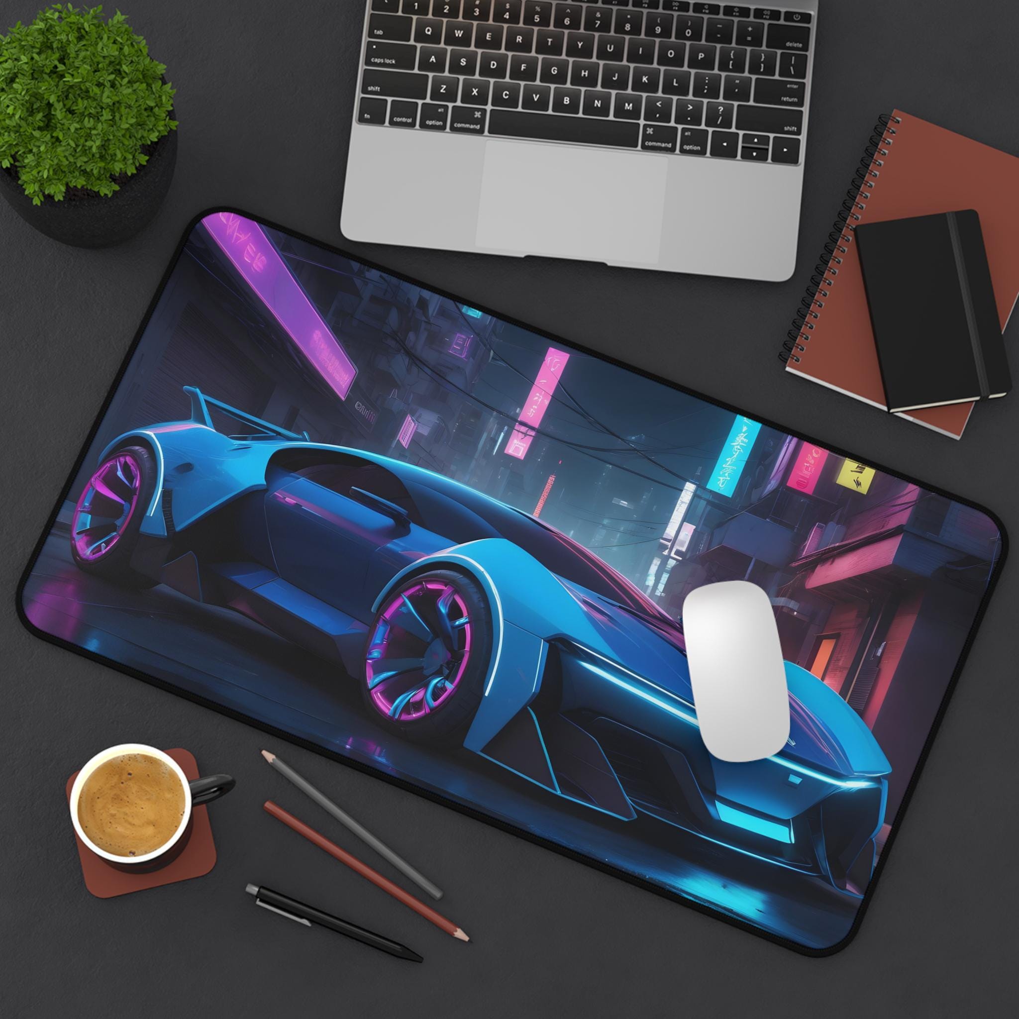 XXL Cool Car Mouse Pad - Neon  - Desk View Setup 评论和价格