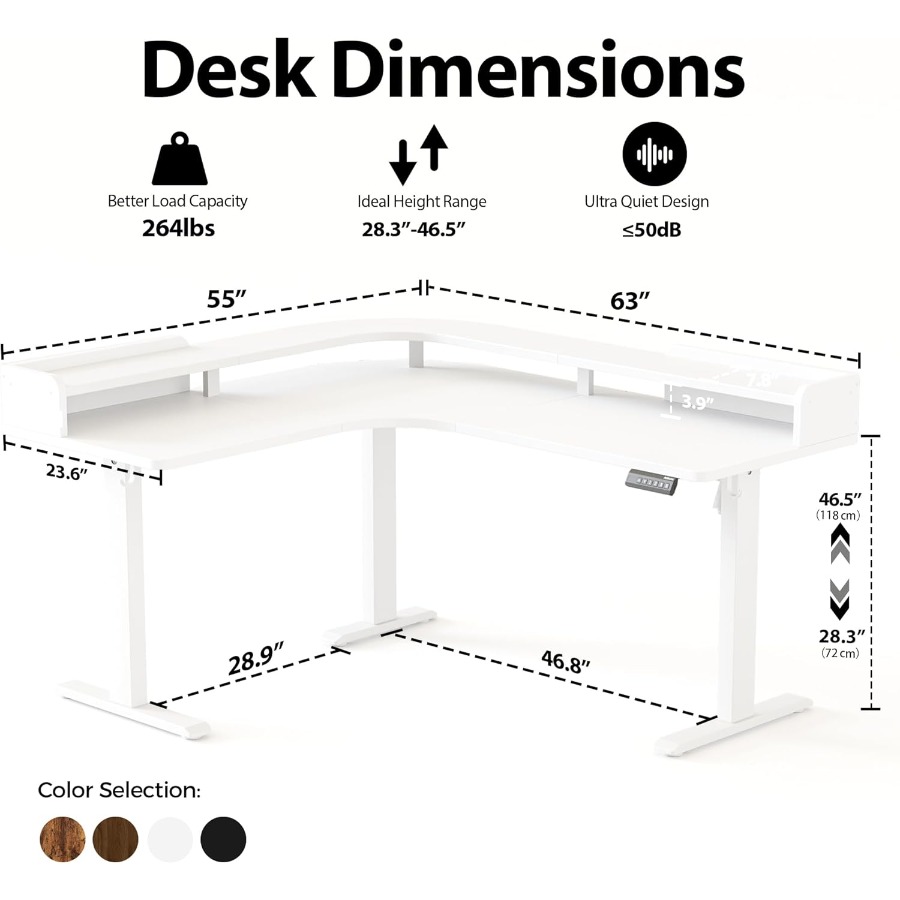 L Shaped Standing Desk with Ad - Desk Setup Workspace 评论和价格