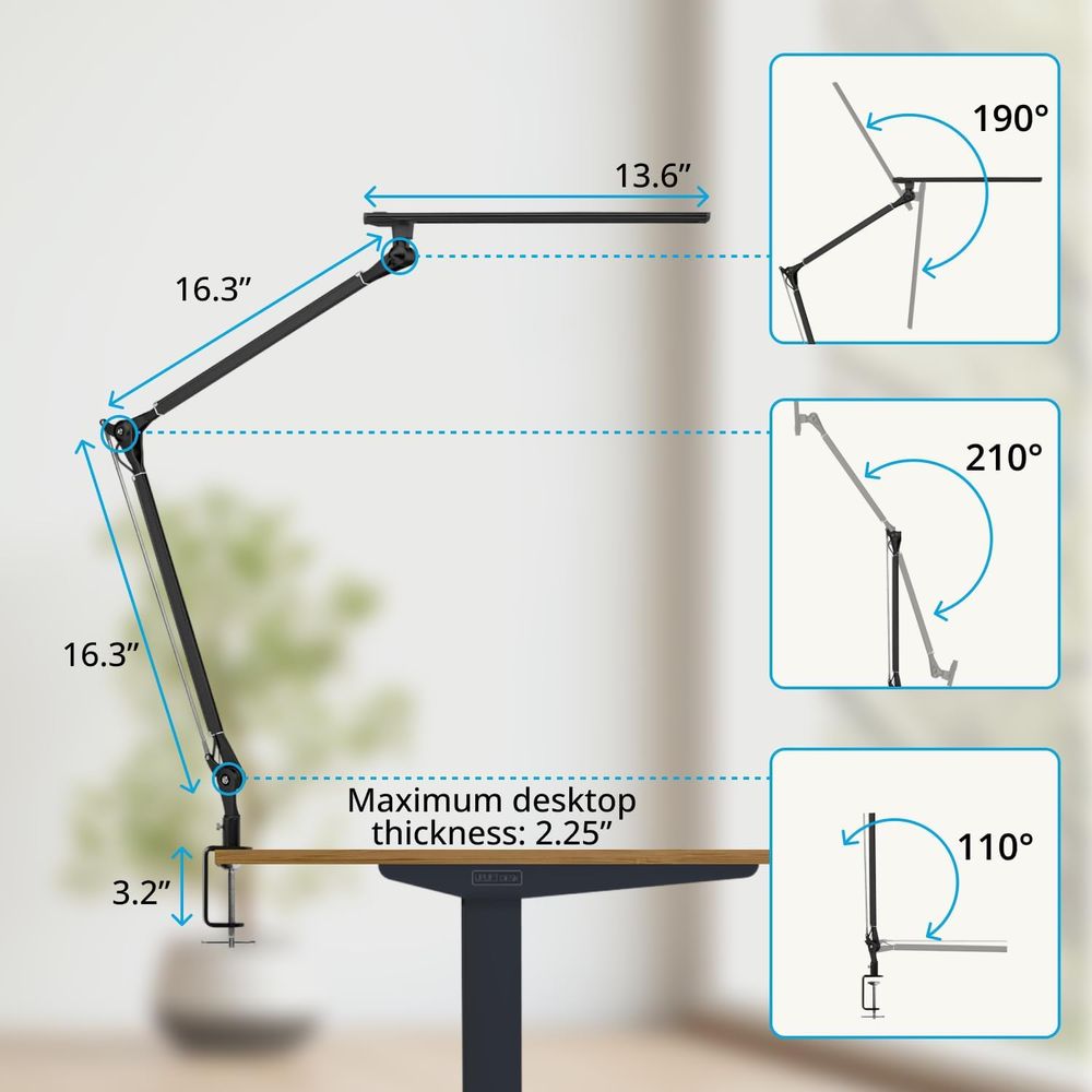 Adjustable 3-Color LED Desk La - Desk Setup Black 评论和价格
