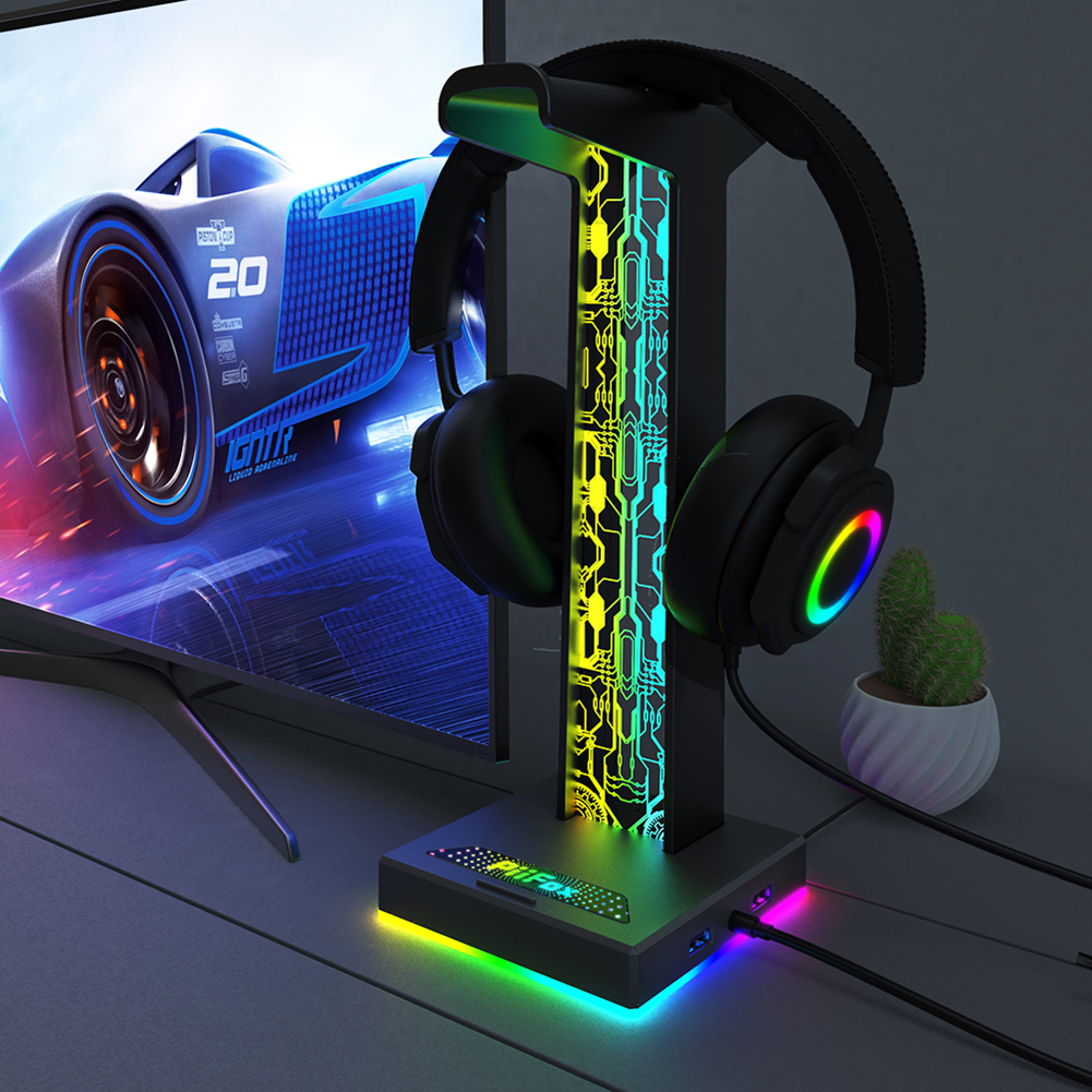 RGB Gaming Headphone Stand Dua - Desk Setup Light 评论和价格