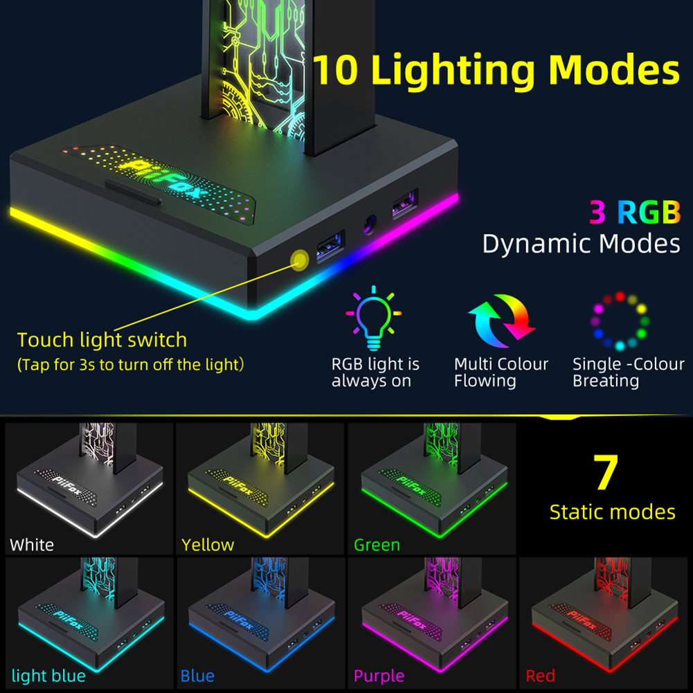 RGB Gaming Headphone Stand Dua - Desk Setup Light 评论和价格