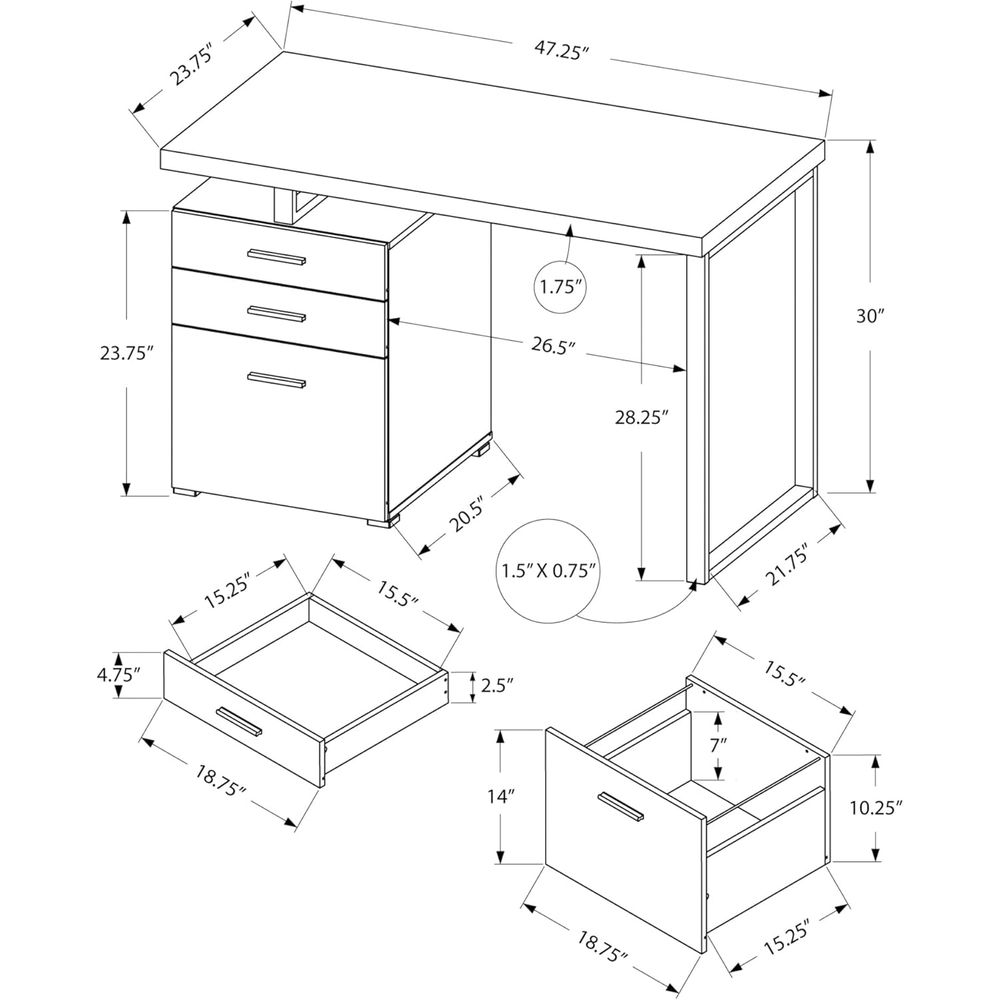 Desk with Ile Cabinet - Left o - Desk Setup Grey 评论和价格