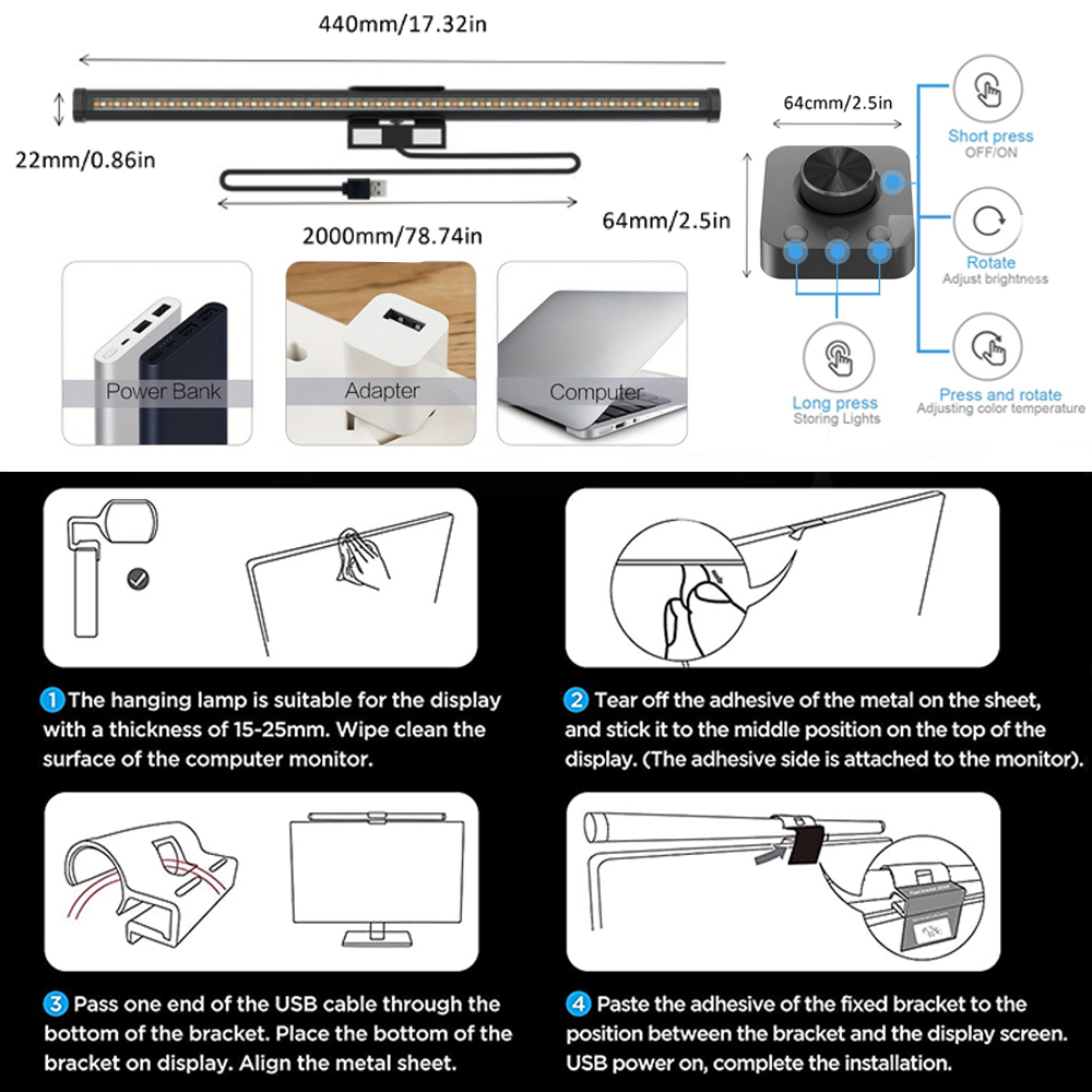 LED Eye-Care Desk Lamp Led Mon - Desk Setup Computer 评论和价格